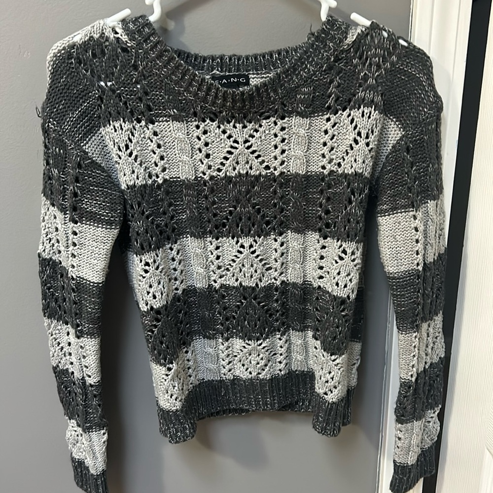 Gray striped knit sweater